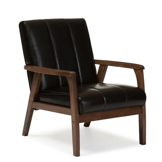 Cheap π₯ Baxton Studio Mid-Century Brown Faux Leather Chair βοΈ - Image 3