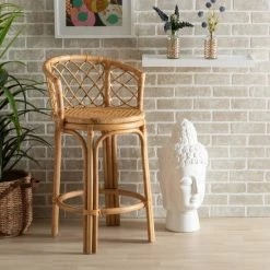 Cheap ⌛ Baxton Studio Orchard Modern Bohemian Natural Brown Rattan Counter Stool 🛒