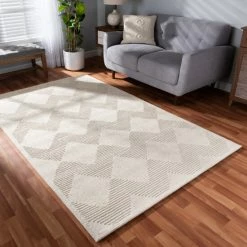 Promo 🎁 Baxton Studio Sovanna Modern And Contemporary Ivory Hand-Tufted Wool Area Rug - 5' X 8'/Surplus 😍