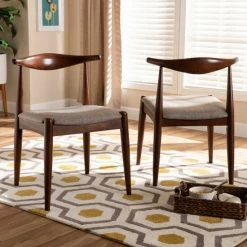 Deals 🎉 Baxton Studio Mid-Century Light Gray Fabric Dining Chair Set 😍