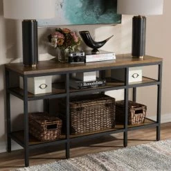Budget 🔔 Rustic Brown And Black Console Table By Baxton Studio 👍