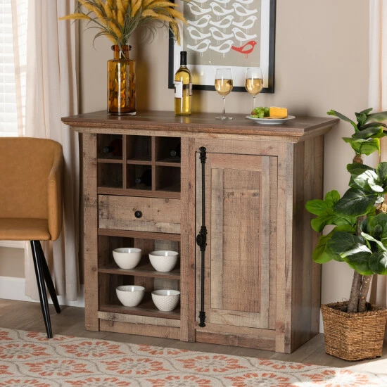 Cheapest ๐คฉ Baxton Studio Albert Farmhouse Rustic Oak Brown Finished 1-Door Sideboard Buffet ๐ - Image 8