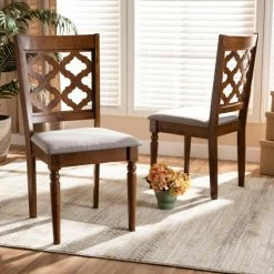 Cheapest ⭐ Baxton Studio Ramiro Modern And Contemporary Transitional 2-PC Dining Chair Set Walnut 🔥