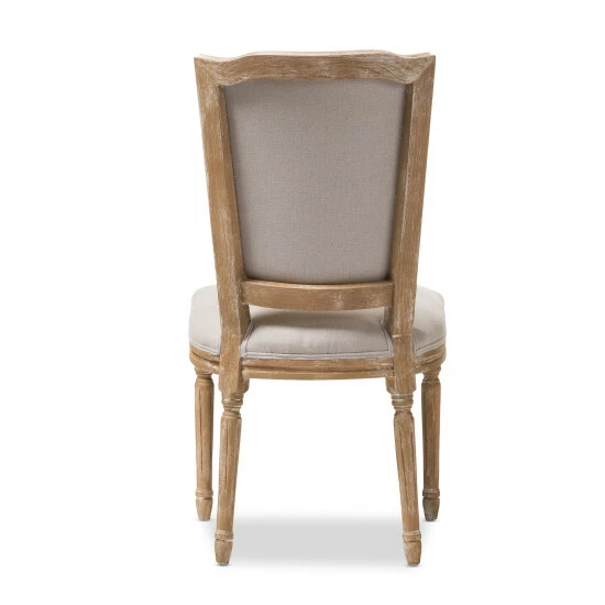 Outlet ๐ Baxton Studio Cadencia French Vintage Cottage Weathered Oak Finish Wood And Beige Fabric Upholstered Dining Side Chair ๐ - Image 5