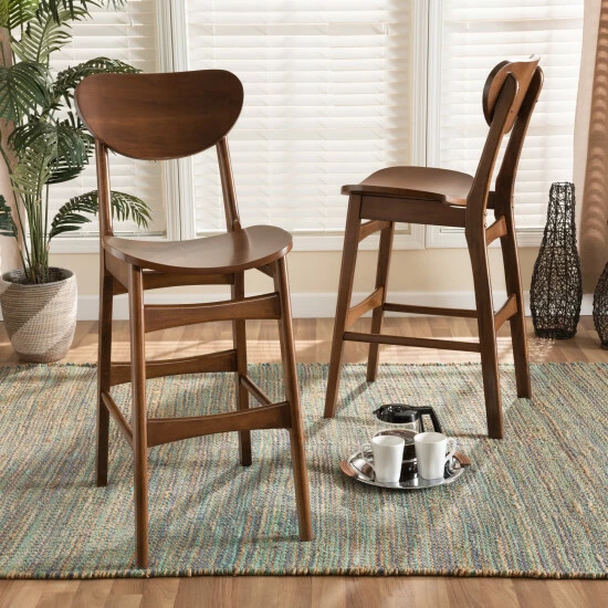 Best Sale ๐ฅ Baxton Studio Katya Mid-Century Modern 2-Piece Bar Stool Set Beige ๐ - Image 3