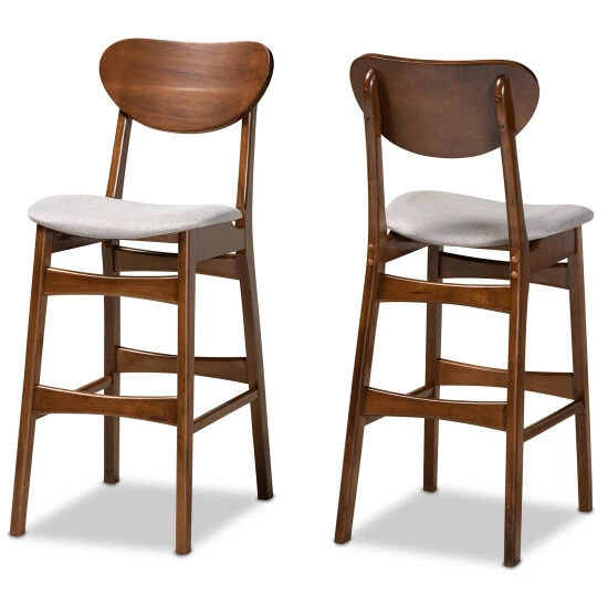Best Sale ๐ฅ Baxton Studio Katya Mid-Century Modern 2-Piece Bar Stool Set Beige ๐ - Image 4