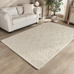 Best Pirce 💯 Baxton Studio Linwood Modern And Contemporary Ivory Hand-Tufted Wool Area Rug - 5' X 8'/Surplus 🌟