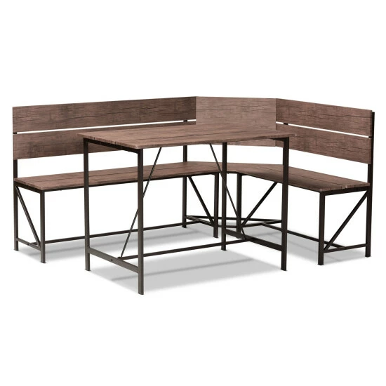 Hot Sale โค๏ธ Baxton Studio Marston Modern Industrial Wood And Metal 2-Piece Dining Nook Set ๐ - Image 2