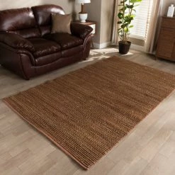 Flash Sale 👍 Baxton Studio Zaguri Modern Natural Handwoven Leather Blend Area Rug - 5' X 8'/Surplus ✔️