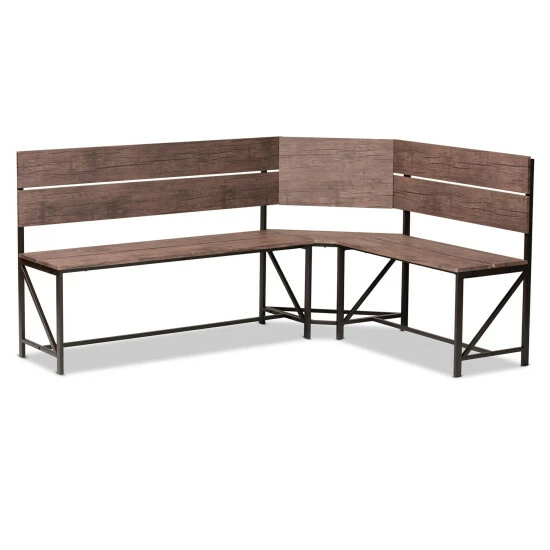 Hot Sale โค๏ธ Baxton Studio Marston Modern Industrial Wood And Metal 2-Piece Dining Nook Set ๐ - Image 4