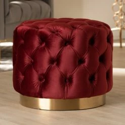 Cheapest 👏 Baxton Studio Glam Ottoman Red 🔥