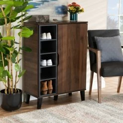 Best reviews of 🎁 Baxton Studio Idina Mid-Century Modern Two-Tone 1-Door 👟 Shoe Cabinet Espresso 🔔