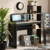 Flash Sale 🎉 Baxton Studio Callahan Two-Tone Dark Grey And Oak Finished Wood Desk With Shelves 🎁