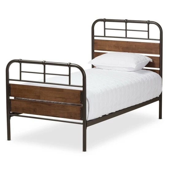 Coupon ๐ฅฐ Industrial Metal And Wood Twin Size Platform Bed By Baxton Studio ๐ - Image 3