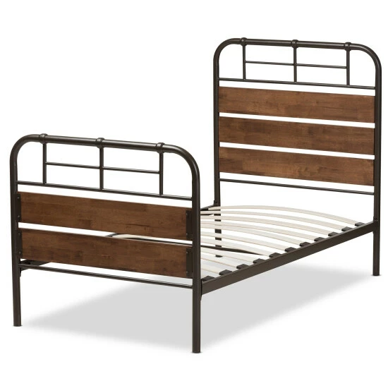 Coupon ๐ฅฐ Industrial Metal And Wood Twin Size Platform Bed By Baxton Studio ๐ - Image 5