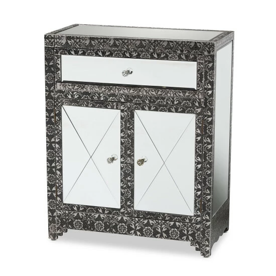 Cheapest 🎁 Baxton Studio Wycliff Glam Silver Finished Metal & Mirrored Glass Sideboard/ Buffet 🔥 - Image 2