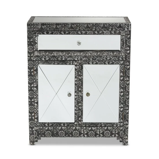 Cheapest 🎁 Baxton Studio Wycliff Glam Silver Finished Metal & Mirrored Glass Sideboard/ Buffet 🔥 - Image 4