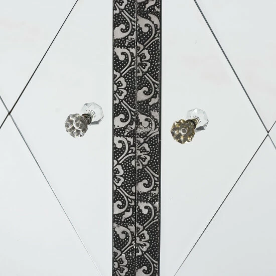 Cheapest 🎁 Baxton Studio Wycliff Glam Silver Finished Metal & Mirrored Glass Sideboard/ Buffet 🔥 - Image 6