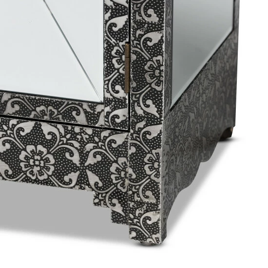 Cheapest 🎁 Baxton Studio Wycliff Glam Silver Finished Metal & Mirrored Glass Sideboard/ Buffet 🔥 - Image 7