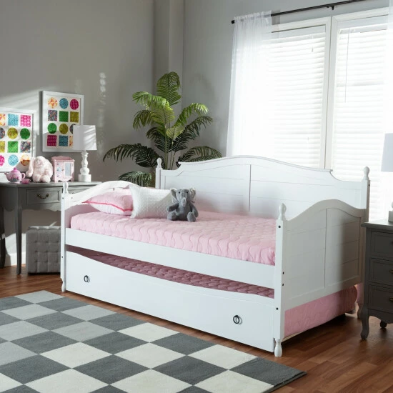 Buy ๐ Baxton Studio Mara Cottage Farmhouse Twin Size Daybed With Roll-out Trundle Bed Grey ๐ฅฐ - Image 2
