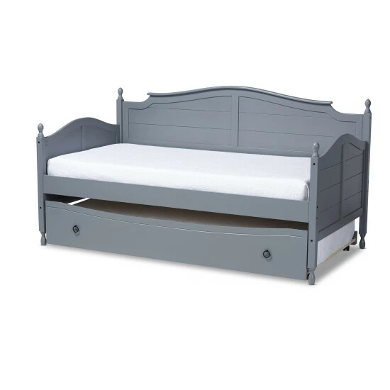 Buy ๐ Baxton Studio Mara Cottage Farmhouse Twin Size Daybed With Roll-out Trundle Bed Grey ๐ฅฐ - Image 3