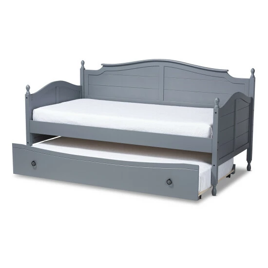 Buy ๐ Baxton Studio Mara Cottage Farmhouse Twin Size Daybed With Roll-out Trundle Bed Grey ๐ฅฐ - Image 4