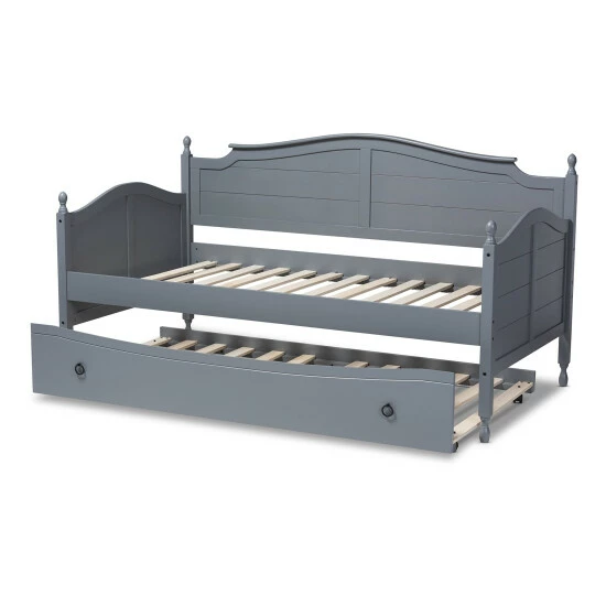 Buy ๐ Baxton Studio Mara Cottage Farmhouse Twin Size Daybed With Roll-out Trundle Bed Grey ๐ฅฐ - Image 7
