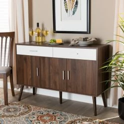 Budget 💯 Baxton Studio Leena Mid-Century Modern 2-Drawer Sideboard Buffet 😉