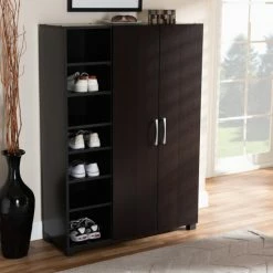 Best Pirce 🔥 Baxton Studio Contemporary Wenge Dark Brown 👟 Shoe Storage Cabinet 🥰