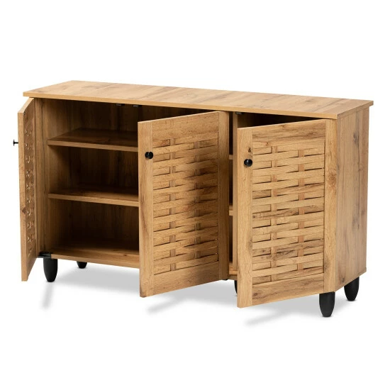 Promo ๐ Baxton Studio Winda Modern Oak Brown Finished Wood 3-Door ๐ Shoe Cabinet ๐ฅฐ - Image 3