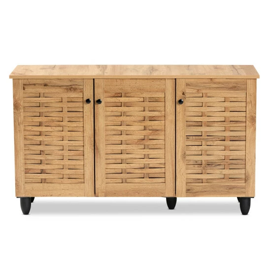 Promo ๐ Baxton Studio Winda Modern Oak Brown Finished Wood 3-Door ๐ Shoe Cabinet ๐ฅฐ - Image 4