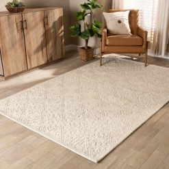 Coupon ๐ฅ Baxton Studio Meltem Modern And Contemporary Ivory Handwoven Wool Area Rug - 5' X 8'/Surplus ๐ฏ