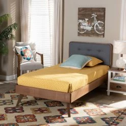 Cheapest 💯 Baxton Studio Dilara Mid-Century Modern Twin Size Platform Bed Charcoal ✔️