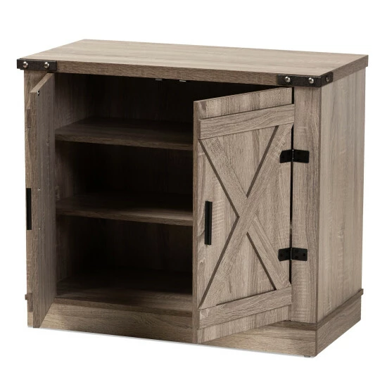 Budget 👏 Baxton Studio Wayne Oak Brown Finished Wood 2-Door 👟 Shoe Storage Cabinet 👍 - Image 3