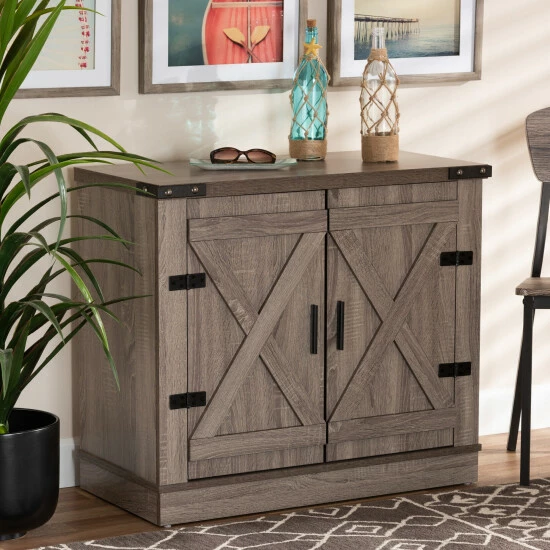 Budget 👏 Baxton Studio Wayne Oak Brown Finished Wood 2-Door 👟 Shoe Storage Cabinet 👍 - Image 8