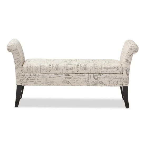 Best deal ๐ Baxton Studio Avignon Script-Patterned French Laundry Fabric Storage Ottoman Bench ๐งจ - Image 3