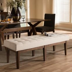 Best deal ✨ Mid-Century Fabric Button-Tufted Bench By Baxton Studio Charcoal 💯