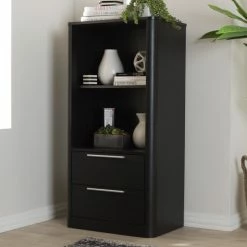 New 😀 Contemporary Dark Brown 2-Drawer Bookcase By Baxton Studio 🥰