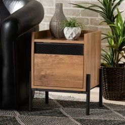 Brand new 🎁 Baxton Studio Tasman Modern & Contemporary Industrial End Table-Natural Brown ⌛