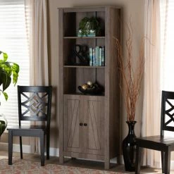 Best deal 🎁 Baxton Studio Derek Transitional Natural Oak Finished Wood 2-Door Bookcase 👍