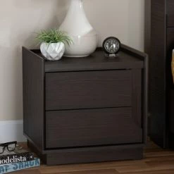 Brand new 🔥 Contemporary Brown Finished 2-Drawer Nightstand By Baxton Studio 🔥