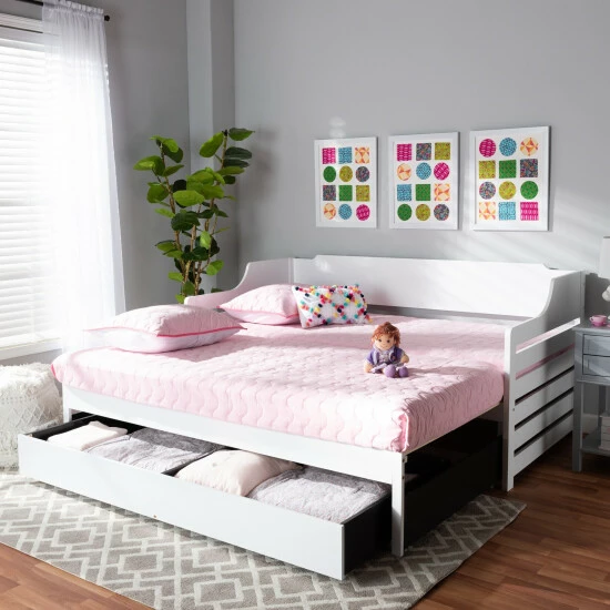 Budget ๐ Baxton Studio Jameson Modern And Transitional Expandable Twin To King Size Daybed White ๐ - Image 2