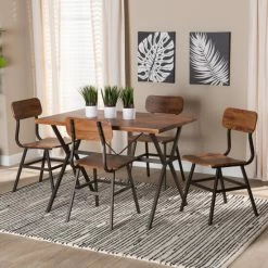 Best reviews of ✨ Baxton Studio Irwin Modern Industrial Walnut Brown Finished Wood And Black Metal 5-Piece Dining Set ✔️