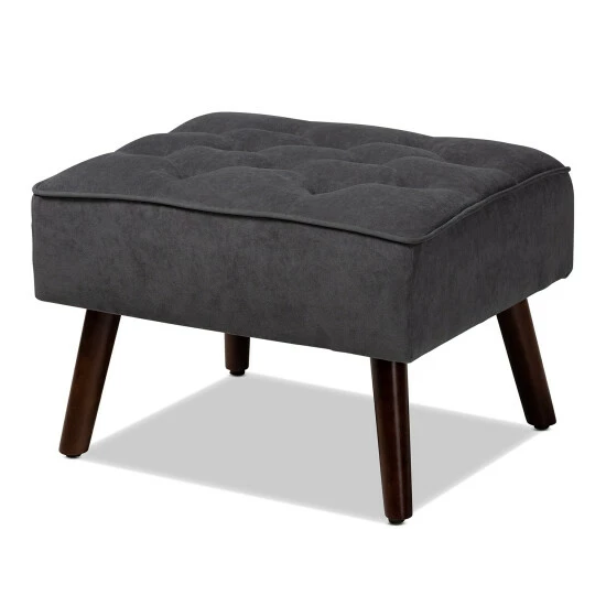 Flash Sale ๐ Baxton Studio Haldis Modern Velvet Upholstered Wood Lounge Chair And Ottoman Set Grey, Walnut Brown ๐ - Image 8