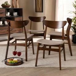 Promo ๐ฏ Baxton Studio Parlin Mid-Century Modern Transitional 4-Piece Dining Chair Set Light Grey ๐งจ