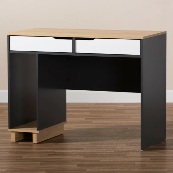 Budget ๐ Baxton Studio Reed Mid-Century Modern 2-Drawer Computer Desk ๐ - Image 7