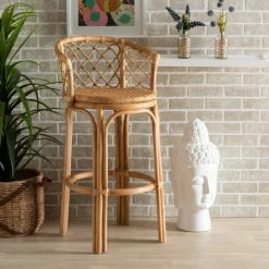 Promo 🛒 Baxton Studio Orchard Modern Bohemian Natural Brown Rattan Bar Stool 😍