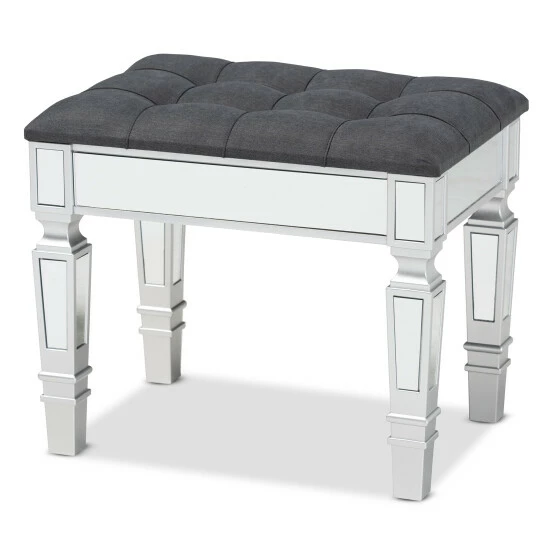 Coupon ๐ Baxton Studio Hedia Glam And Luxe Upholstered Wood Ottoman With Buscuit Tufting Grey, Silver ๐