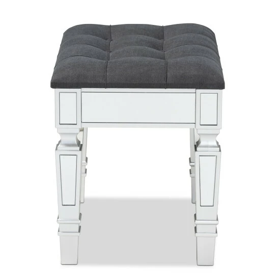 Coupon ๐ Baxton Studio Hedia Glam And Luxe Upholstered Wood Ottoman With Buscuit Tufting Grey, Silver ๐ - Image 3