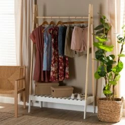 Discount 🛒 Baxton Studio Raylyn Modern And Contemporary Freestanding Wood 🧥 Coat Hanger-White 🔔